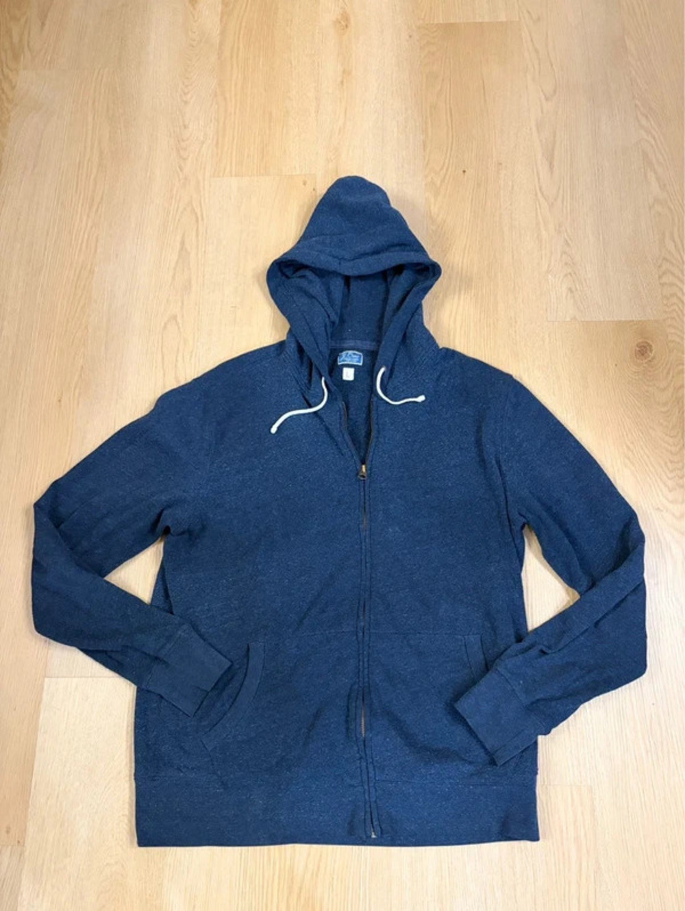 Men’s J.Crew Vintage Fleece Full Zip Hoodie Navy Size Large